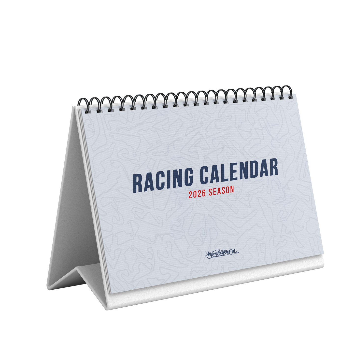 Desk Calendar F1 2026 A5 – Formula 1 season schedule with race tracks